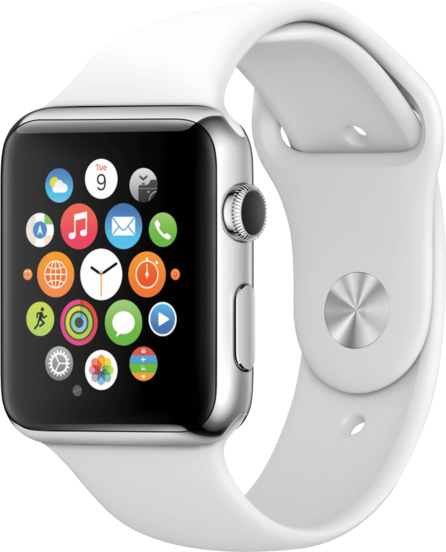 Smartwatch Display Apps White Band PNG