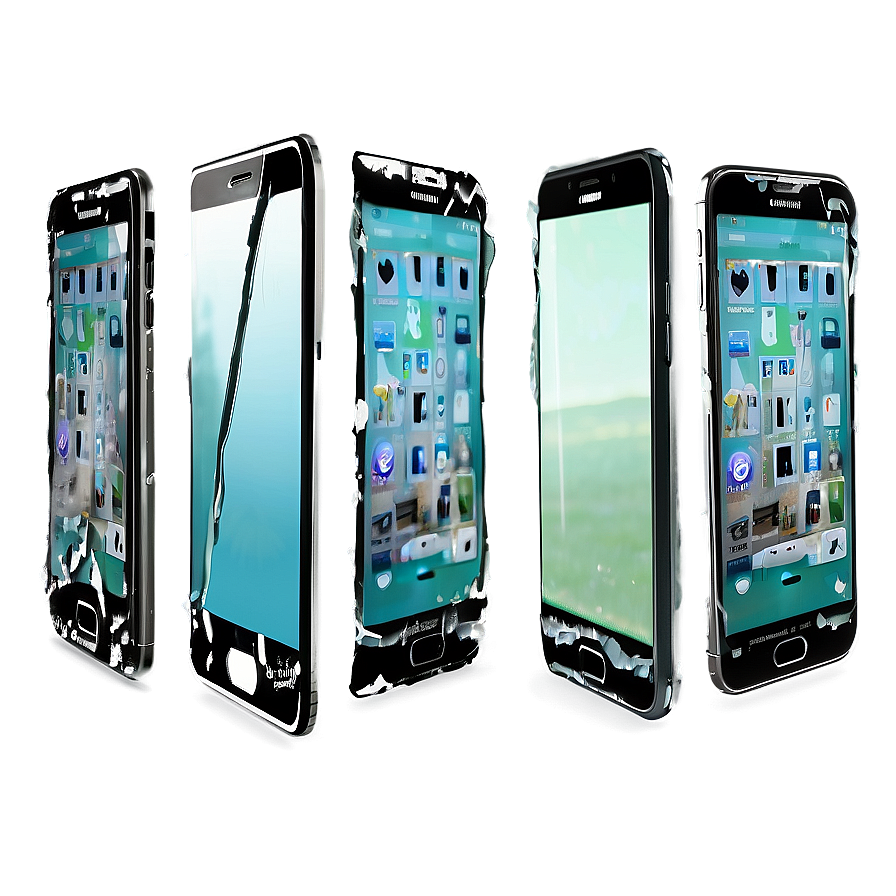 Smashed Smartphone Screen Png 06242024 PNG