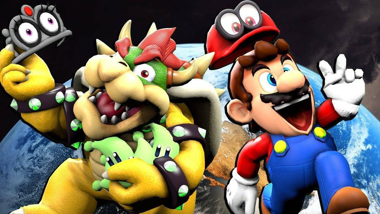 Smg4 Mario And Bowser Being Goofy Wallpaper