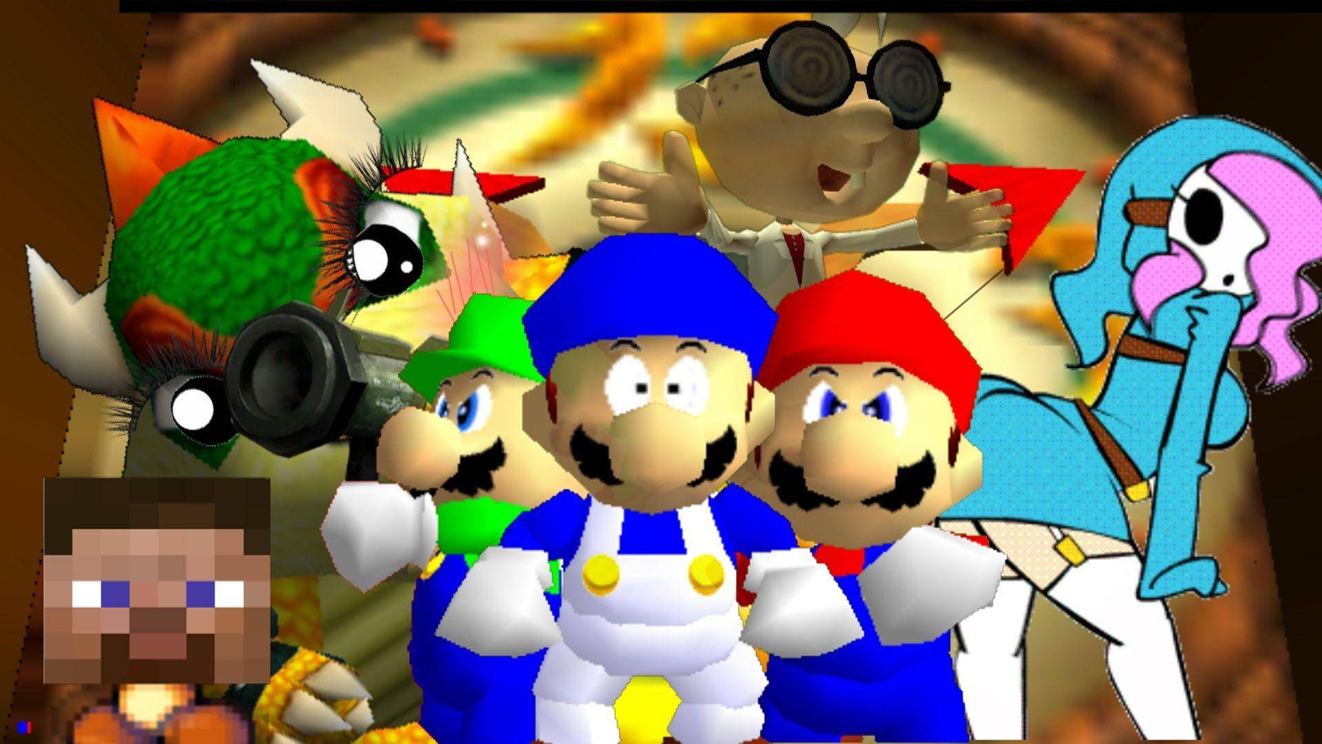 Smg4 Marios With Other Characters Wallpaper