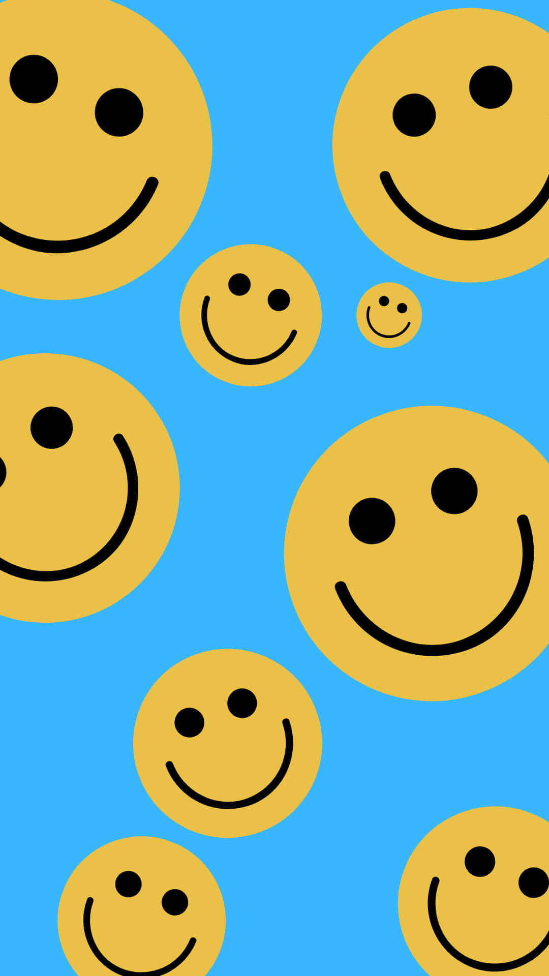 Smile Emoji Blue & Yellow Pastel Wallpaper