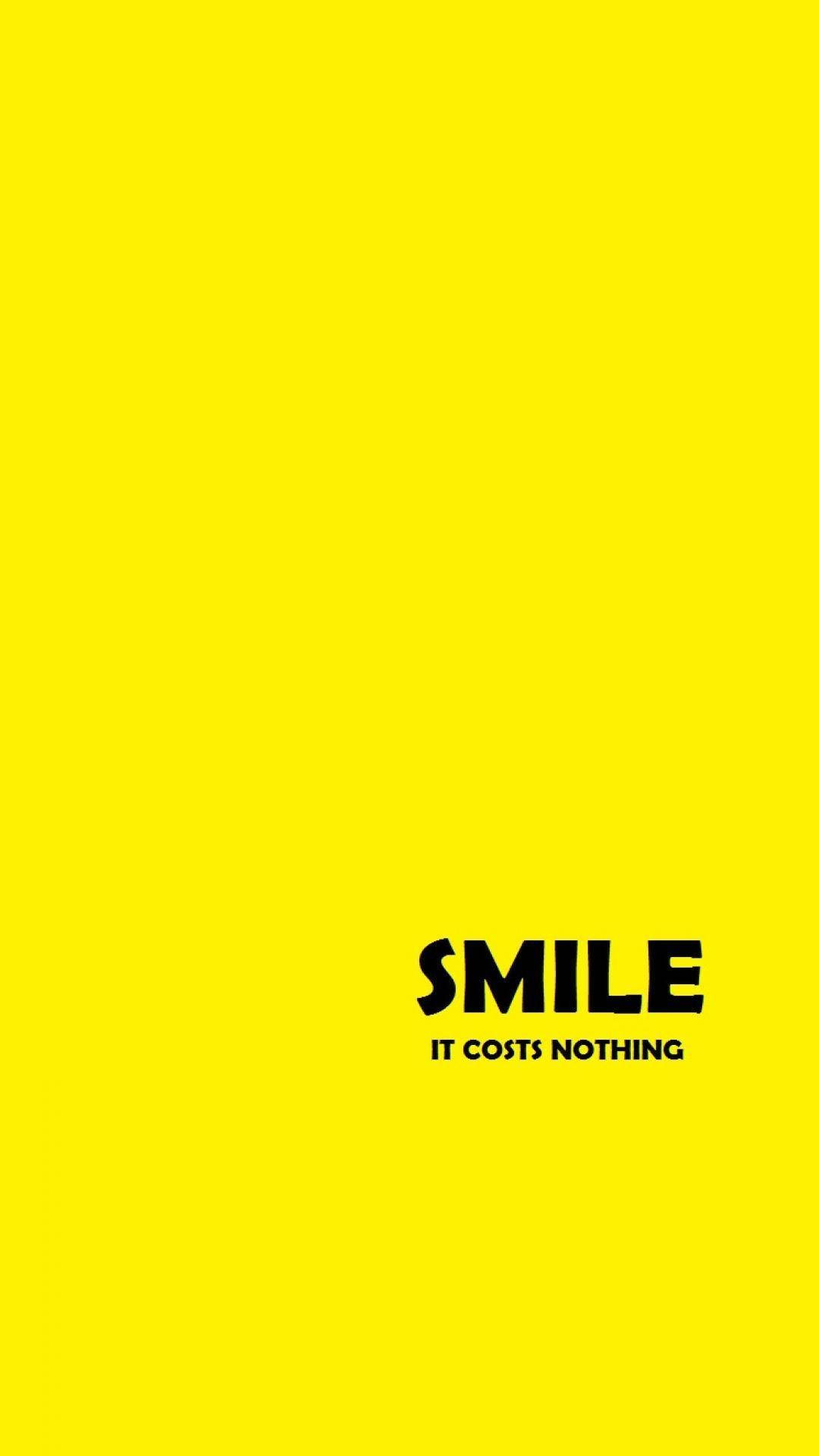 Smile Quote Plain Yellow Phone Wallpaper