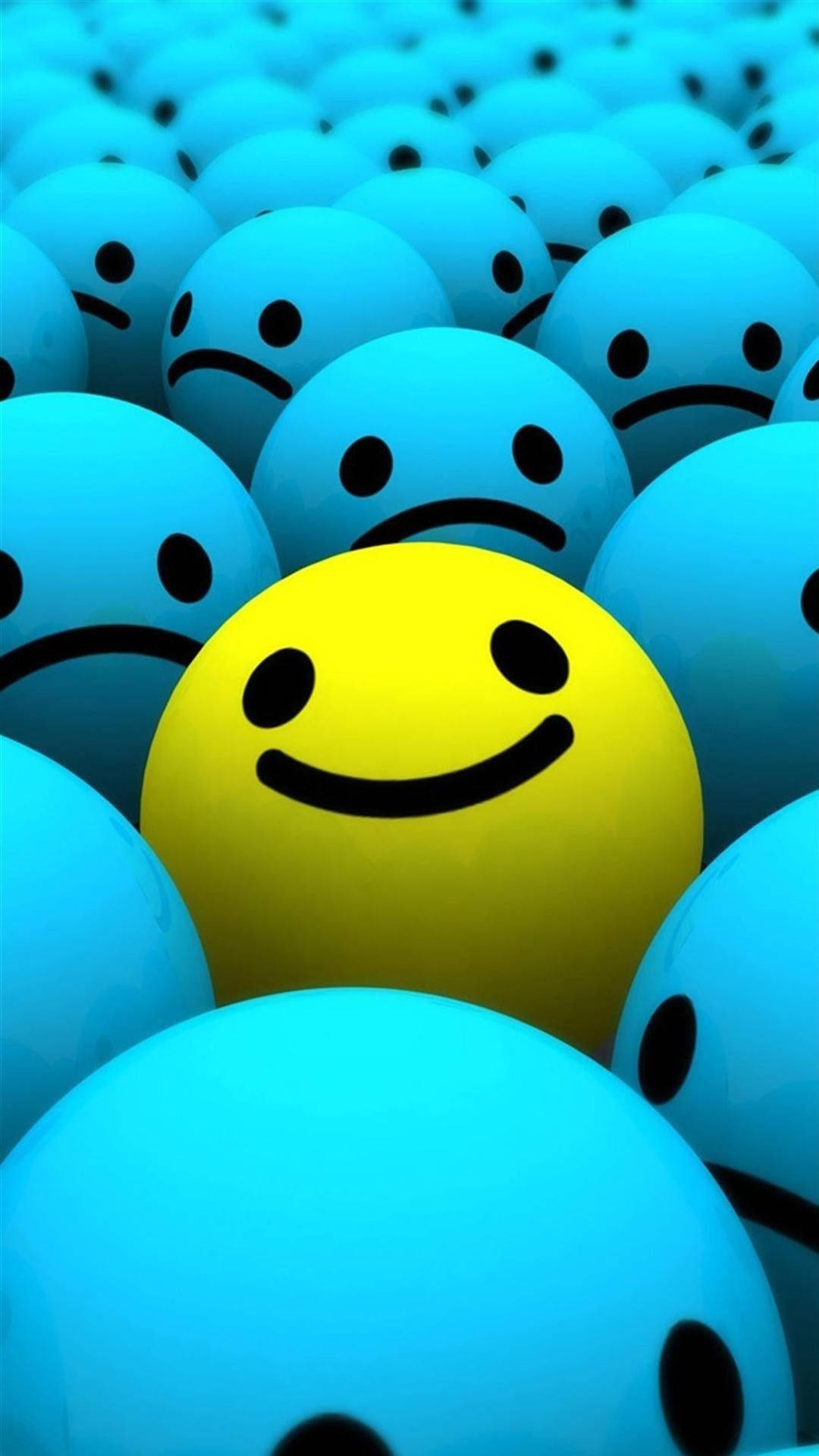 Smiley Ball With Blue Sad Balls Wallpaper