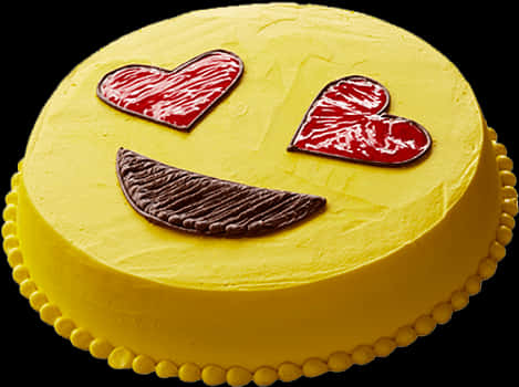 Smiley Face Cakewith Hearts PNG