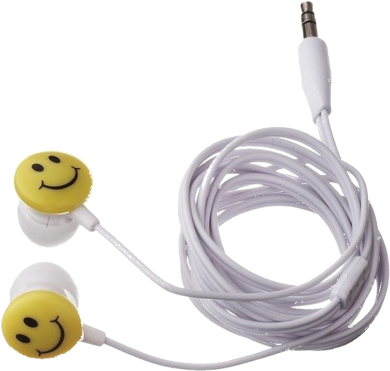 Download Smiley Face Earbuds White Cord | Wallpapers.com