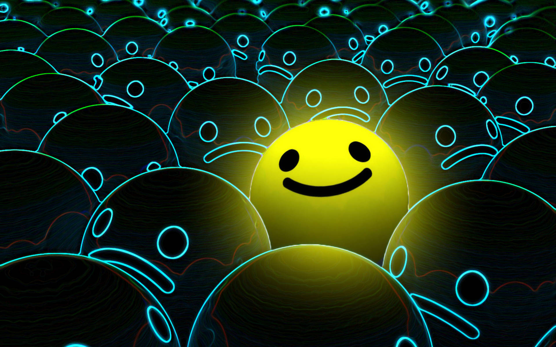 Smiley Face Glowing Yellow Wallpaper