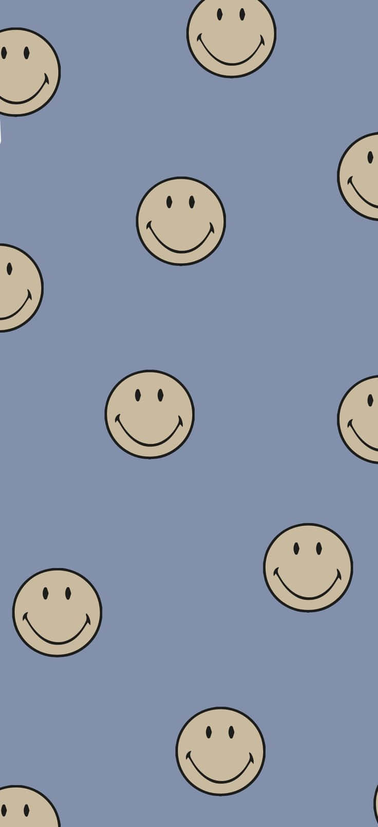 Smiley Face Pattern Blue Background Wallpaper