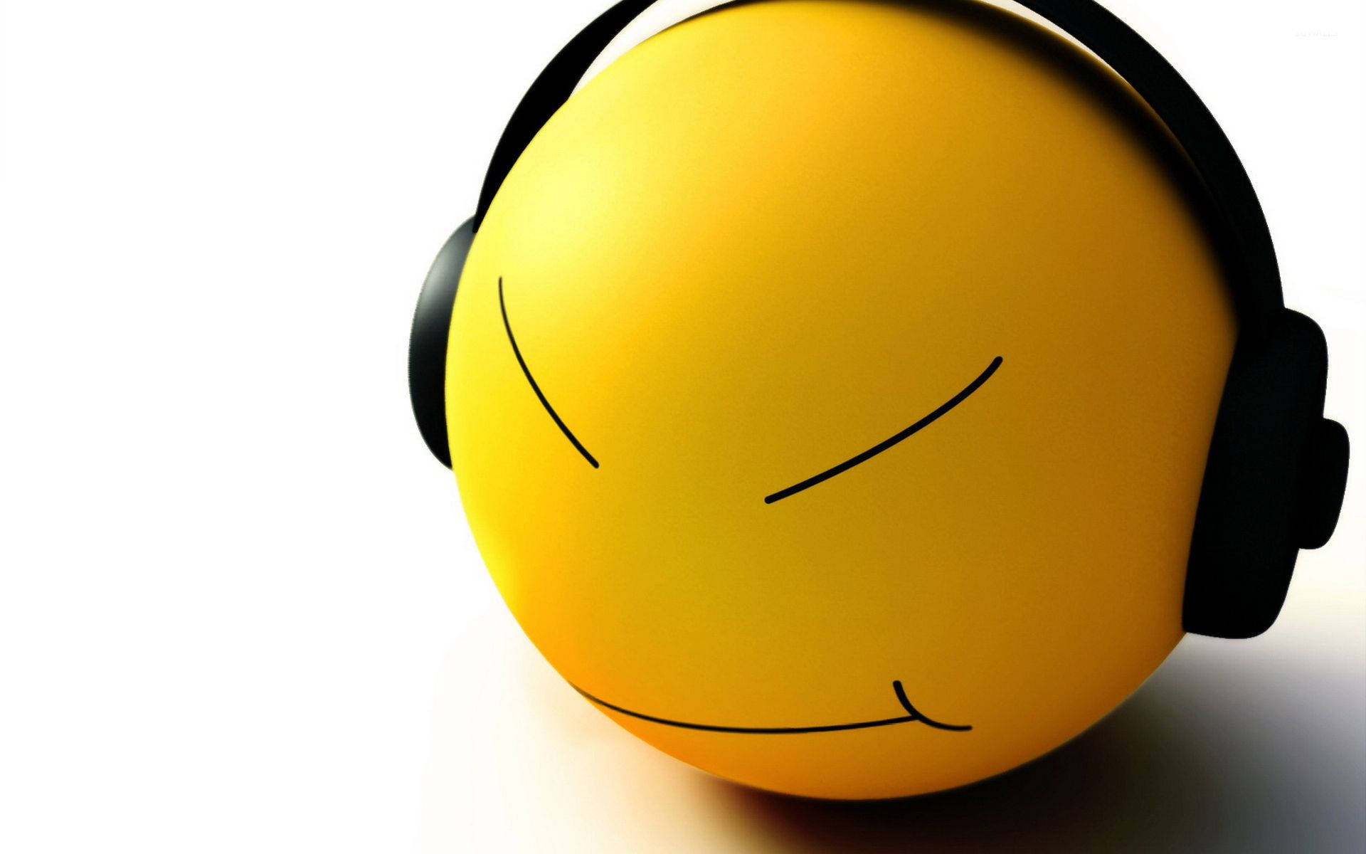 Smiley Face Wearing Headphones Wallpaper