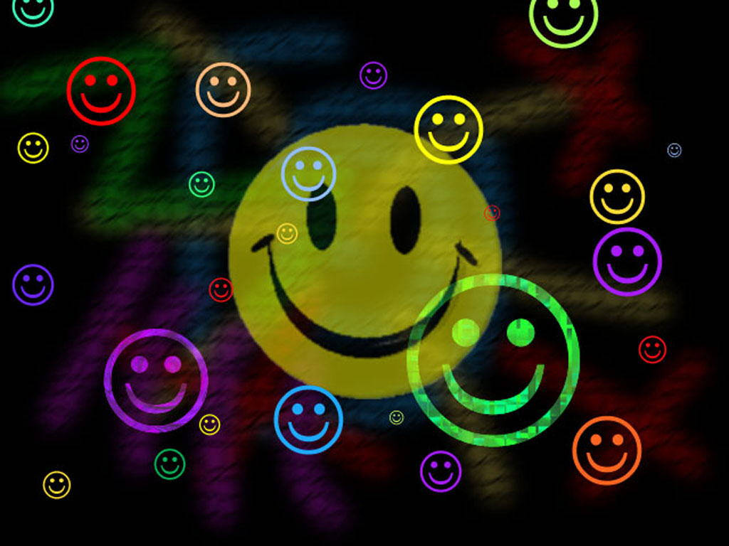 Smiley Face With Colorful Graphic Wallpaper