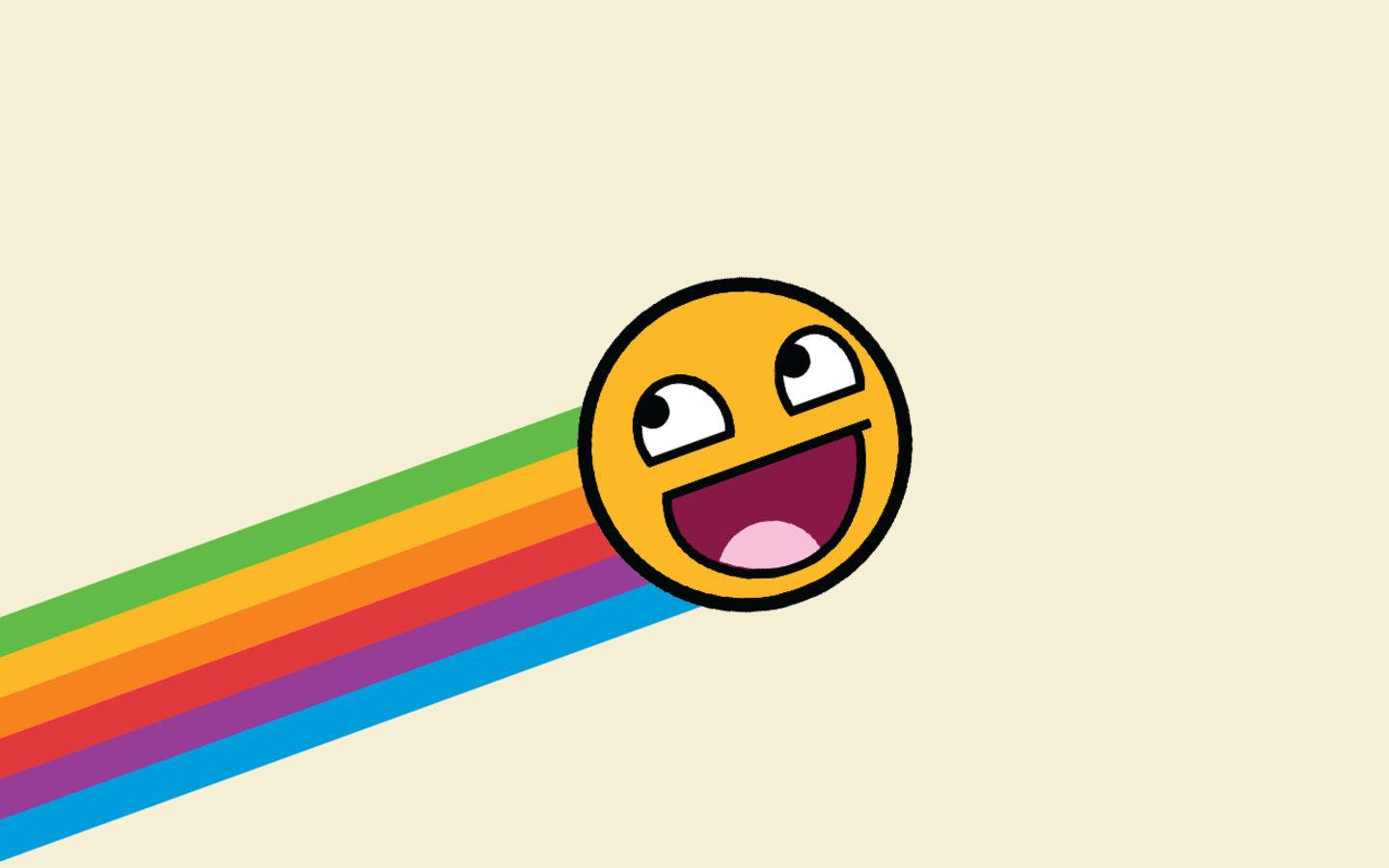 Smiley Face With Rainbow Trail Wallpaper