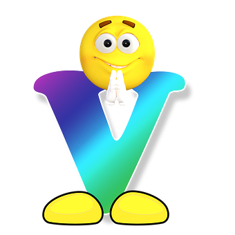 Smiley Faceon Letter V Graphic PNG