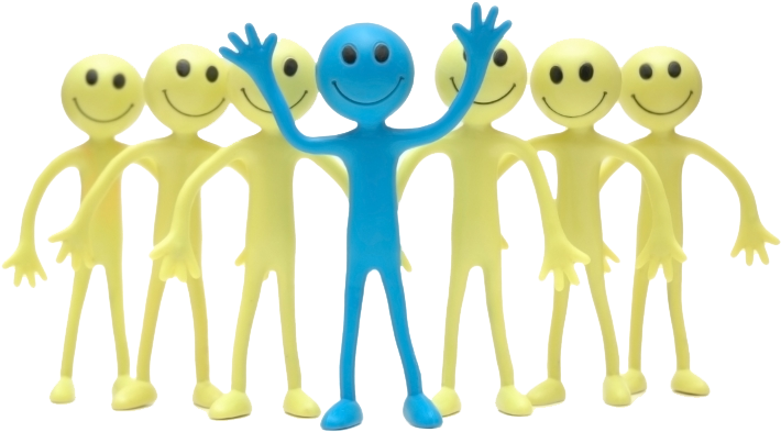 Smiley Figures Standing Out Blue PNG