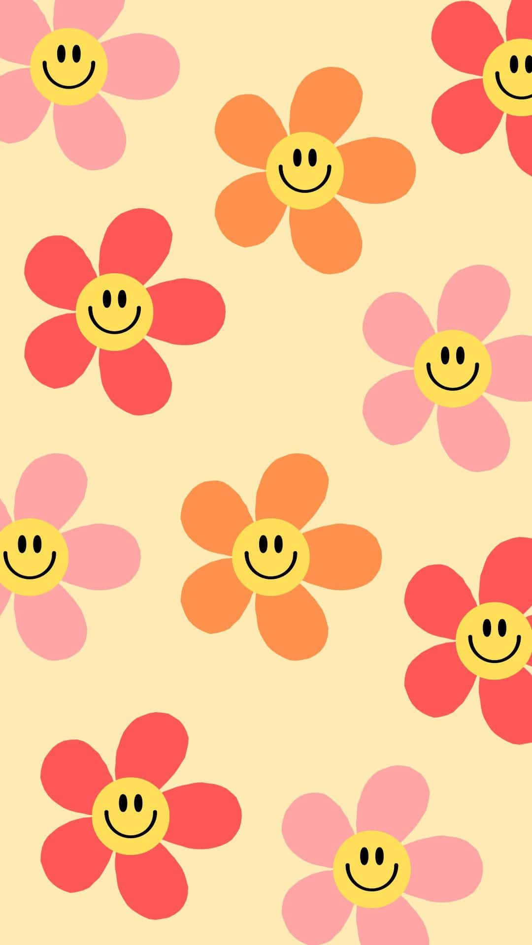 Smiley Flower Pattern Preppy Aesthetic Wallpaper