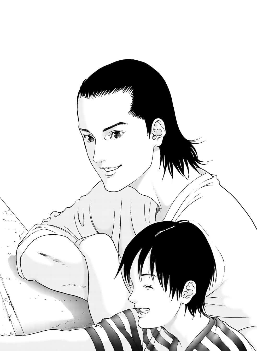 Smiling Adultand Child Manga Style Wallpaper