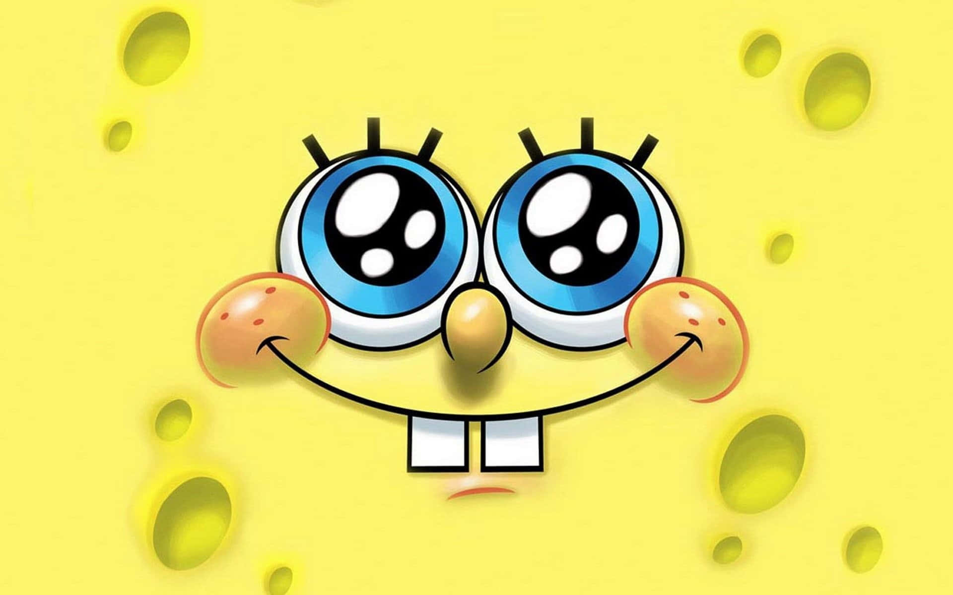 Smiling Aesthetic SpongeBob Face Wallpaper