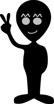 Smiling Alien Faceon Black Background PNG