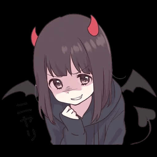 Smiling Anime Demon Girl PNG