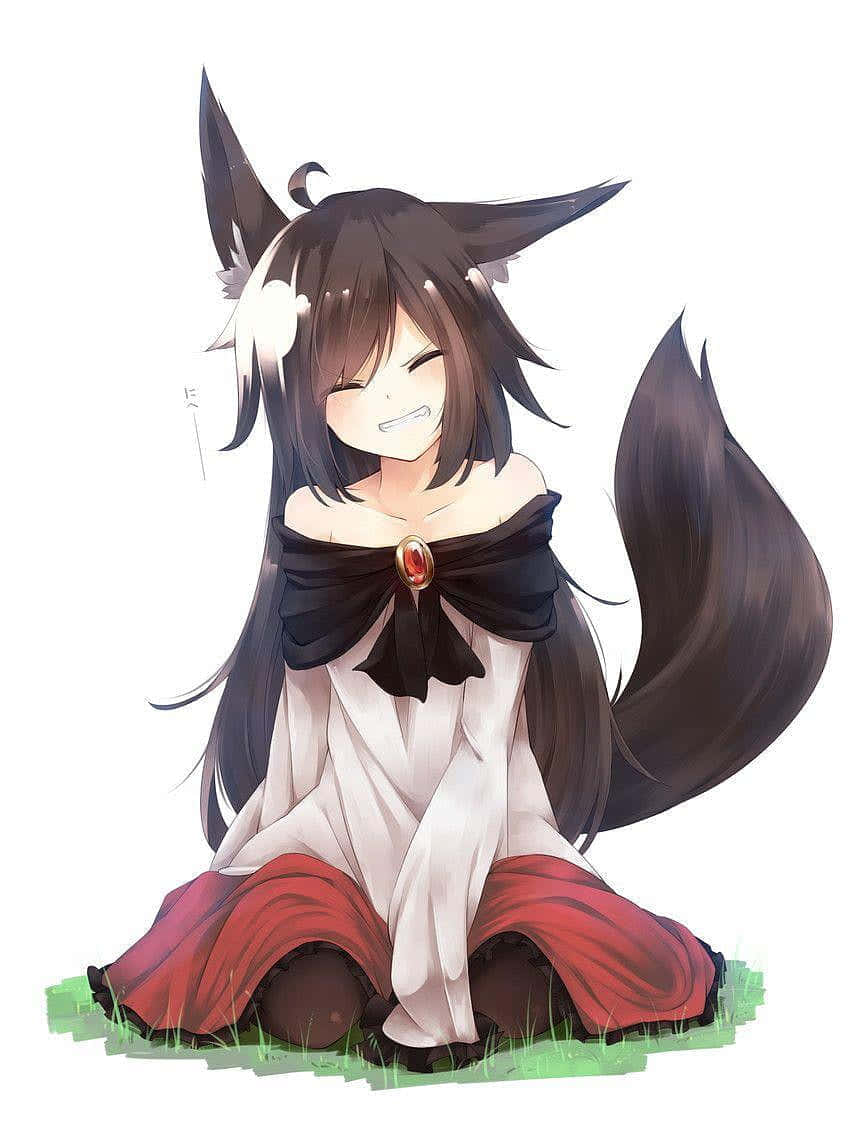 Smiling Anime Wolf Girl Wallpaper