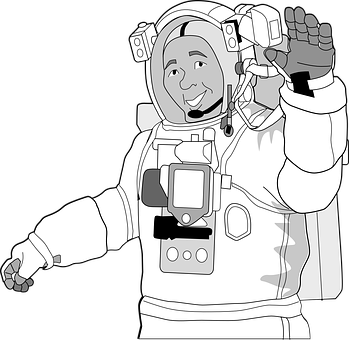 Smiling Astronaut Waving Hand Illustration PNG