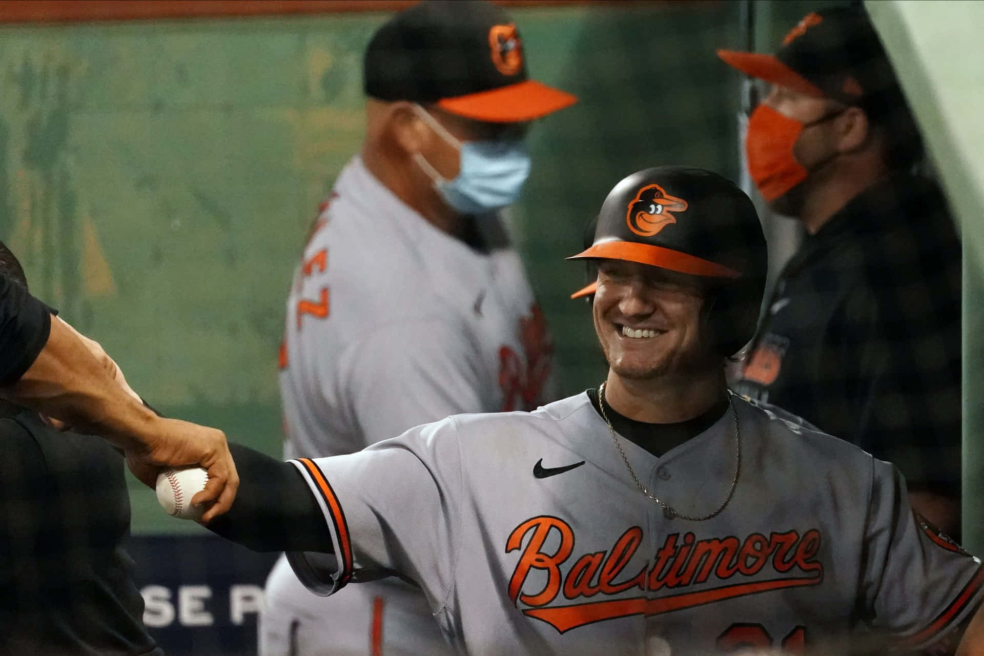 Smiling Baseball Player Baltimore Orioles Wallpaper