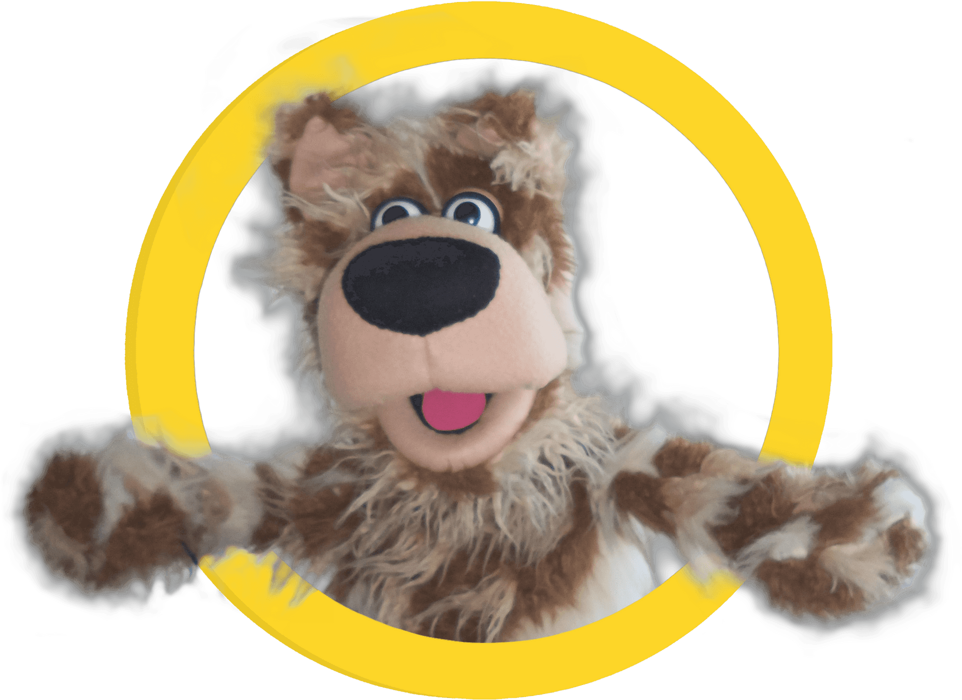 Smiling Bear Puppet Yellow Circle PNG