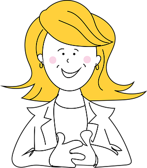 Smiling Blonde Cartoon Woman PNG