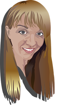Smiling Blonde Woman Vector Portrait PNG