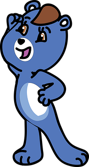 Smiling Blue Bear Cartoon PNG