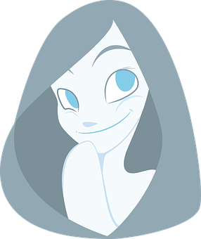 Smiling Blue Cartoon Ghost PNG