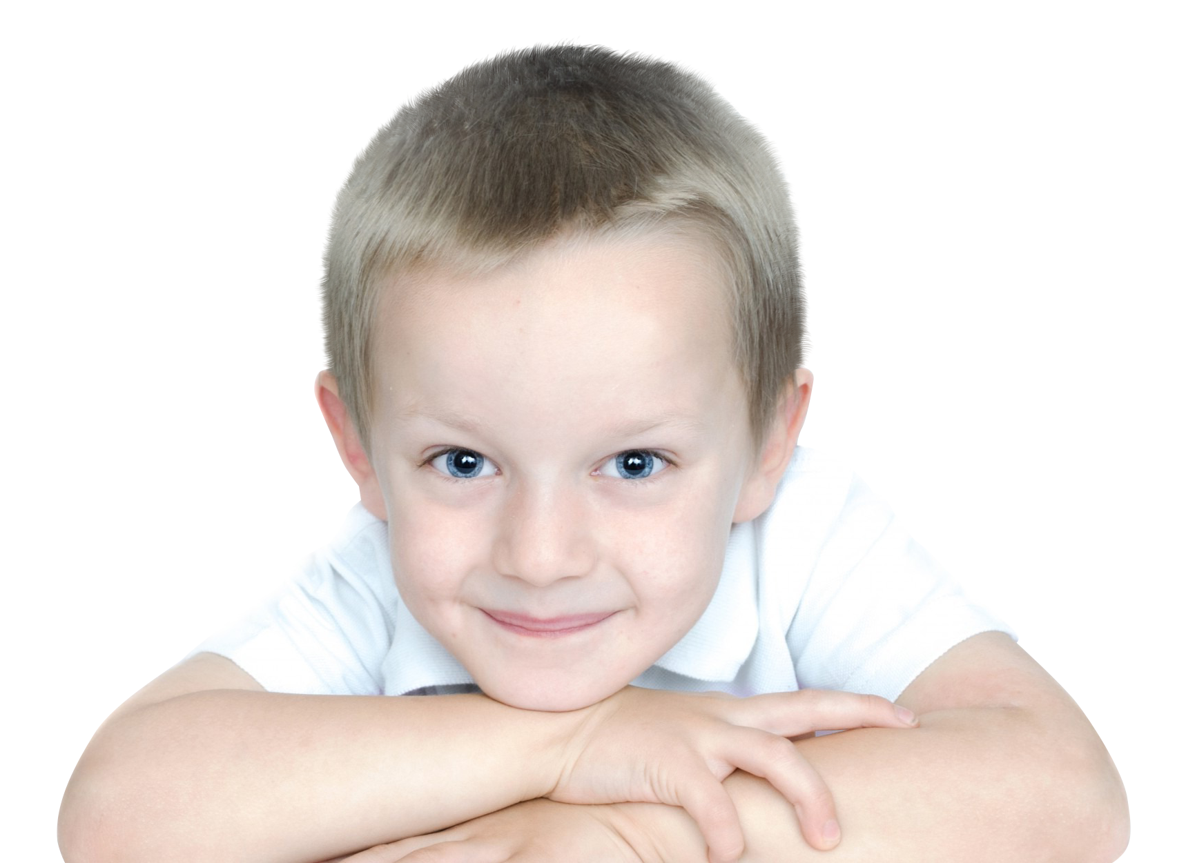Smiling Boy Leaningon Hands PNG