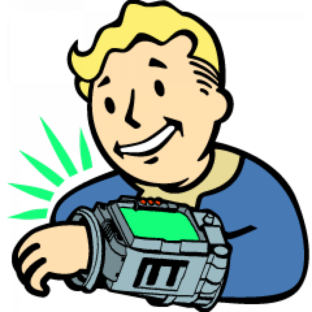 Smiling Boy With Pip Boy Illustration PNG
