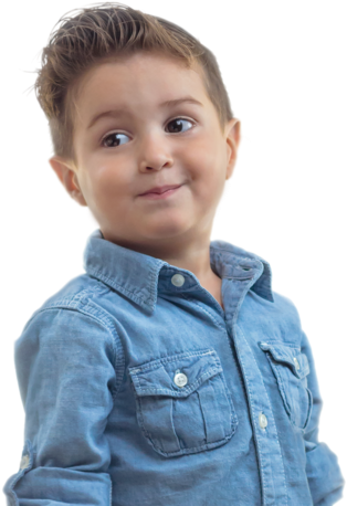 Smiling Boyin Denim Shirt PNG