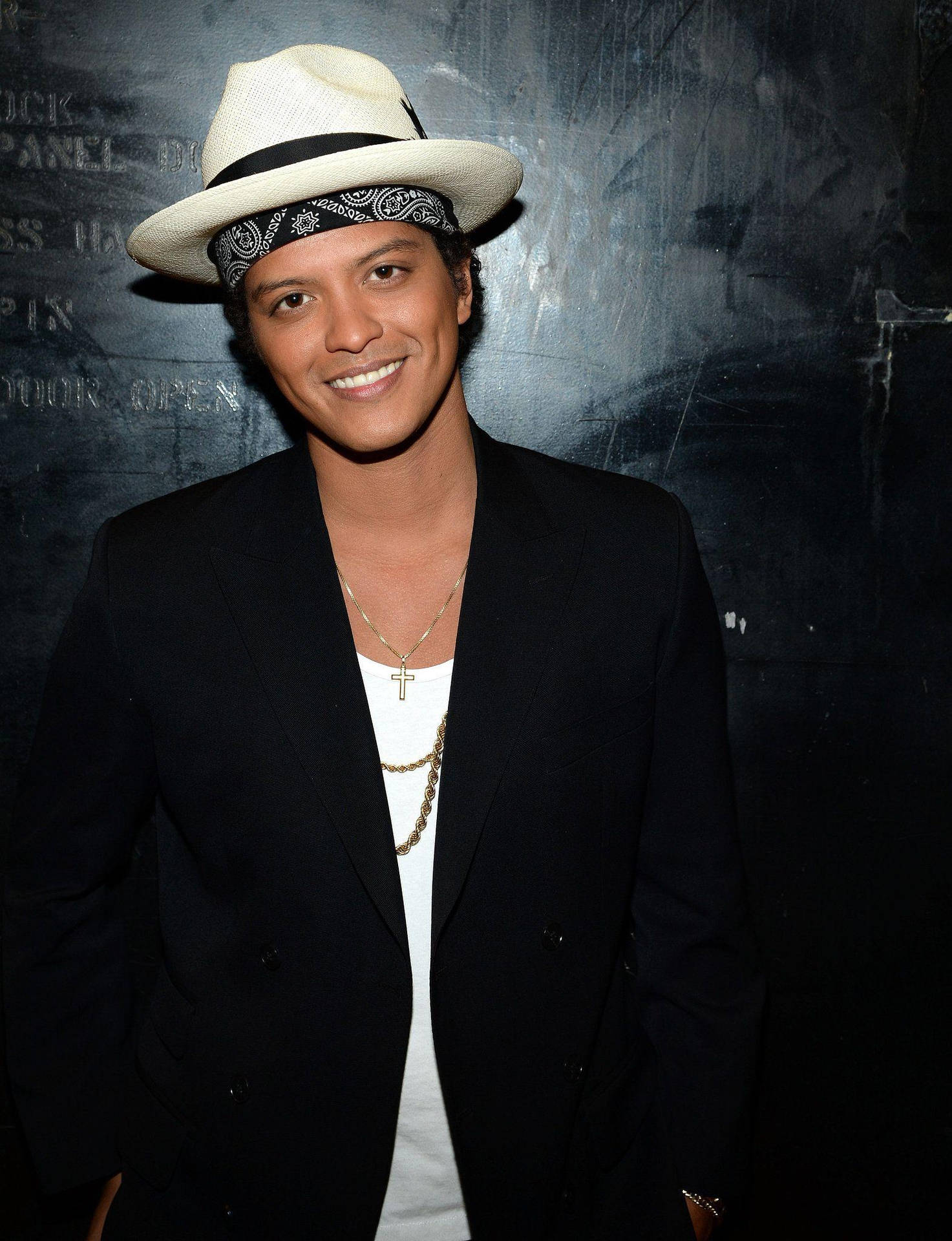 Smiling Bruno Mars