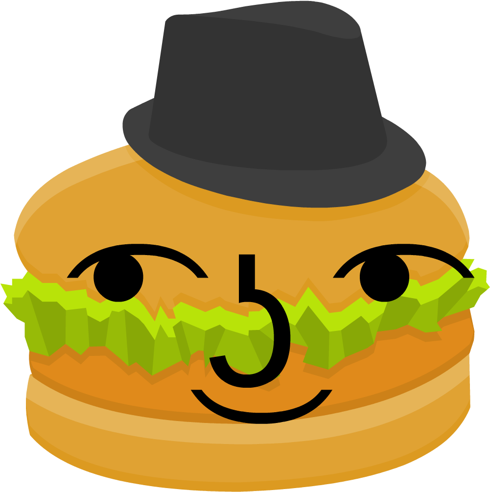 Smiling Burger Characterwith Hat PNG