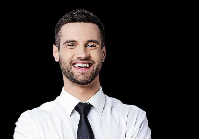 Smiling Businessman Black Background PNG