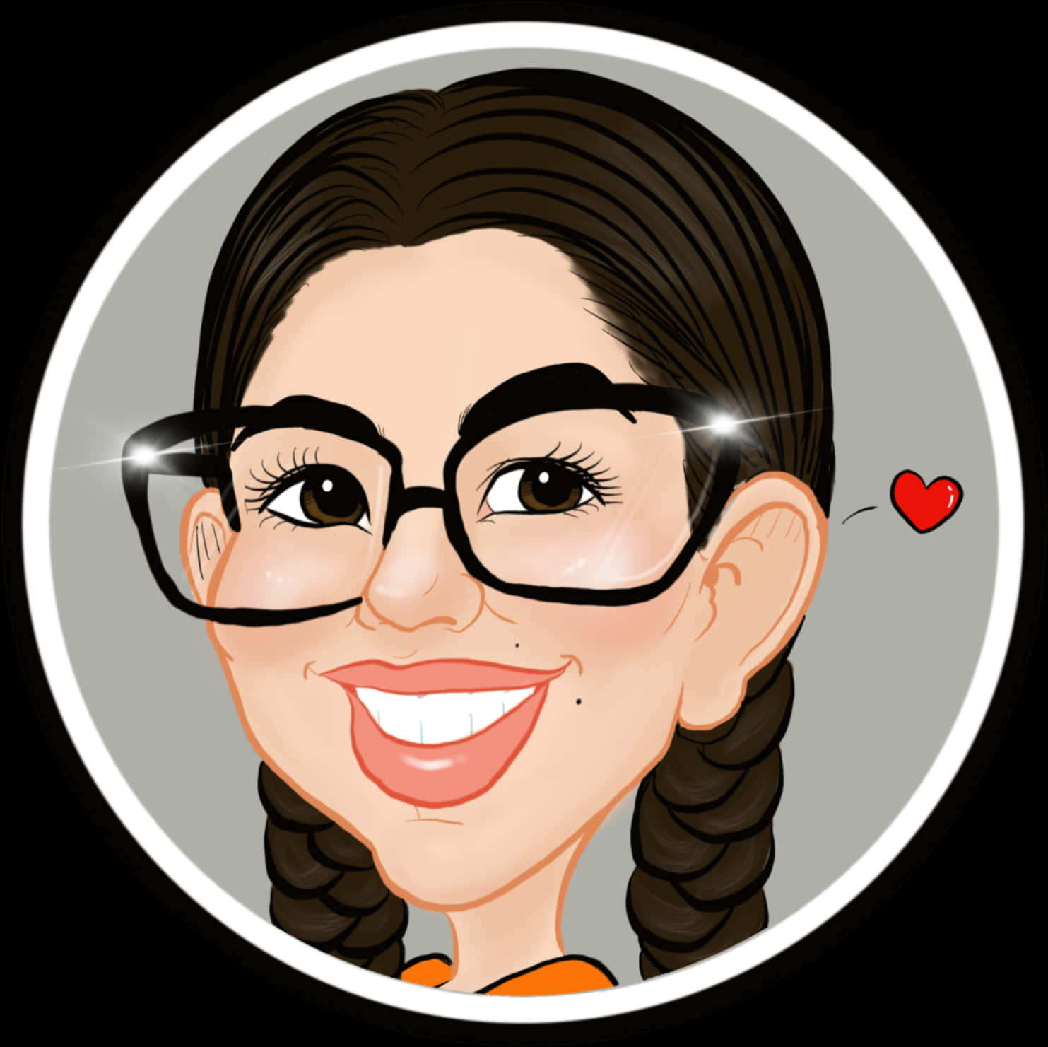 Smiling Caricature Girlwith Glasses PNG