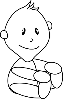 Smiling Cartoon Baby Blackand White PNG