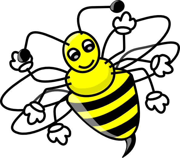 Smiling Cartoon Bee Clipart PNG