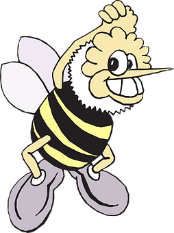 Smiling Cartoon Bee Graphic PNG