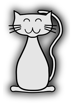 Smiling Cartoon Cat Black Background PNG