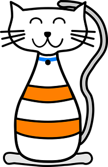 Smiling Cartoon Cat Illustration PNG