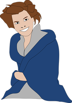 Smiling Cartoon Characterin Blue Robe PNG