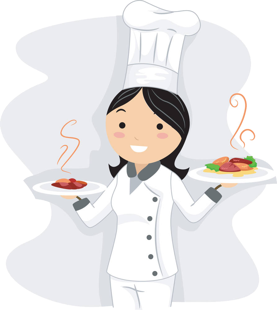 Smiling Cartoon Chef Serving Food PNG