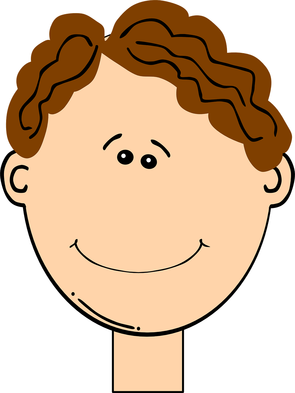 Smiling Cartoon Childwith Brown Hair PNG