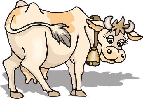 Smiling Cartoon Cowwith Bell PNG