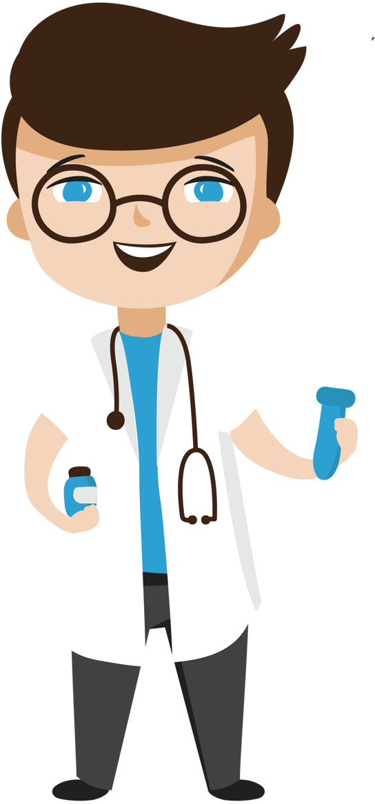 Smiling Cartoon Doctor Holding Test Tube PNG