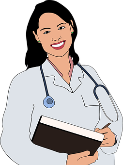 Smiling Cartoon Doctorwith Clipboard PNG