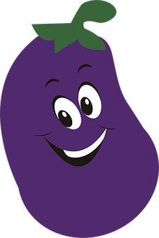 Smiling Cartoon Eggplant PNG