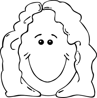 Smiling Cartoon Face Blackand White PNG