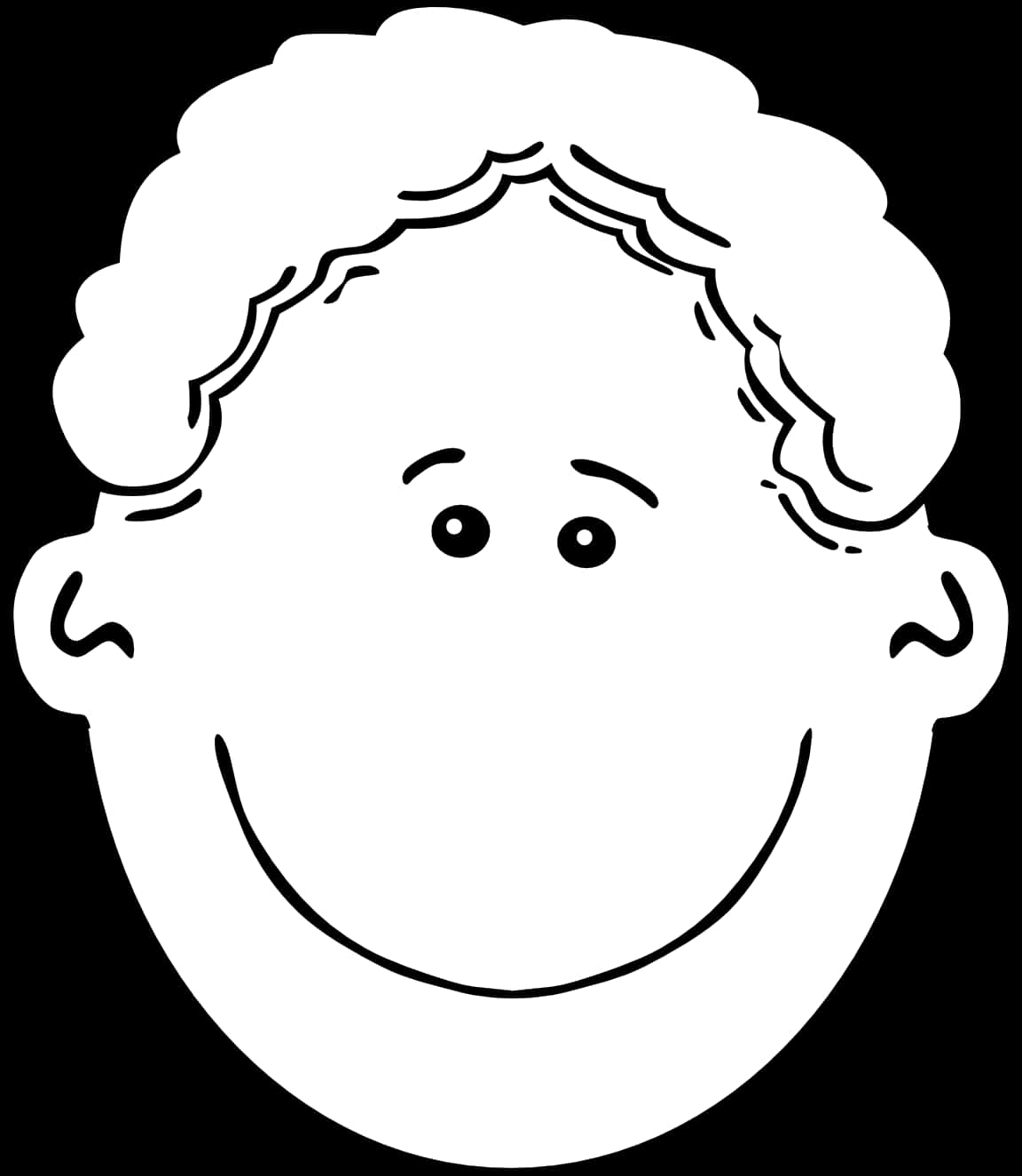 Smiling Cartoon Face Outline PNG